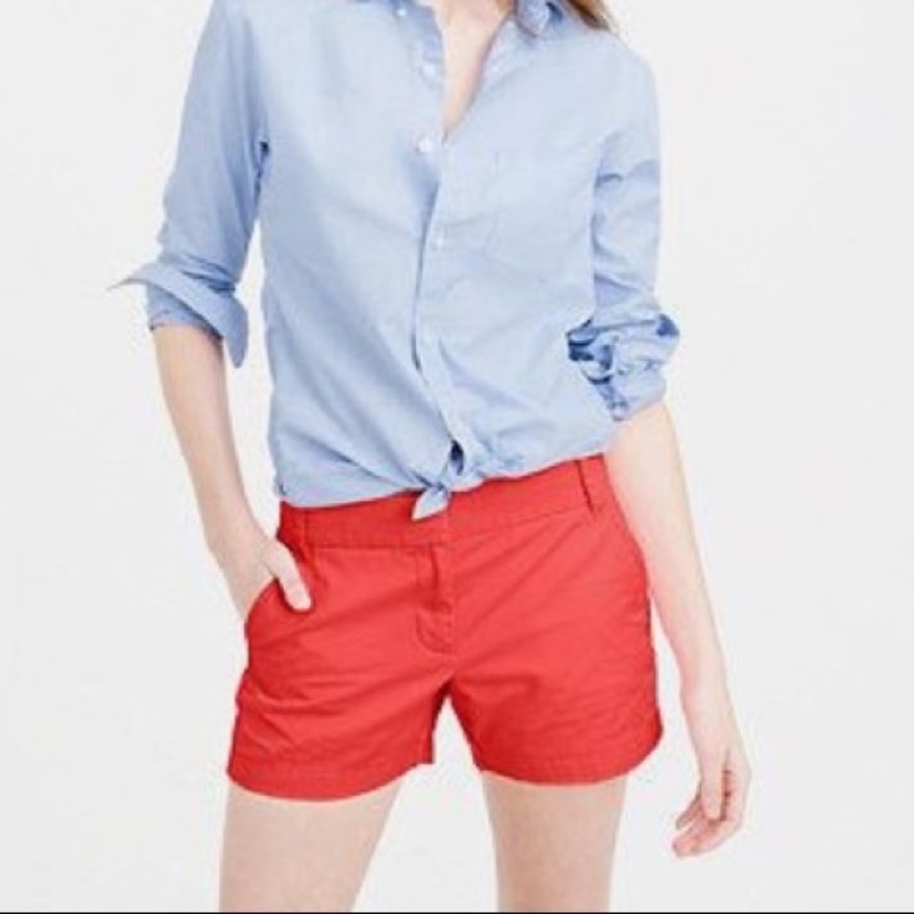 J. Crew 5" Chino Shorts in Coral Red